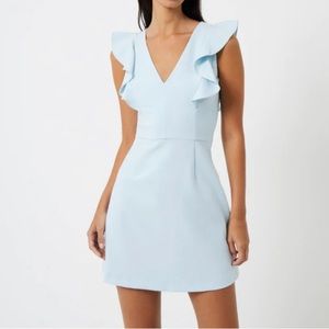 French Connection Whisper Ruffle Dress, Light Blue, Size 12
